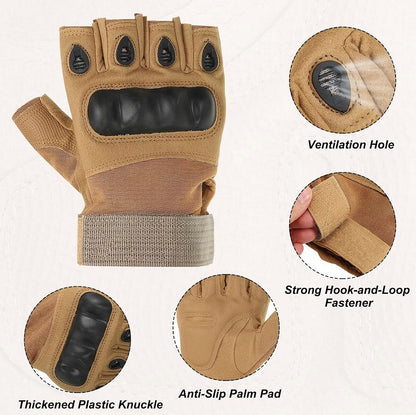 Gants tactiques sans doigts, avec protections