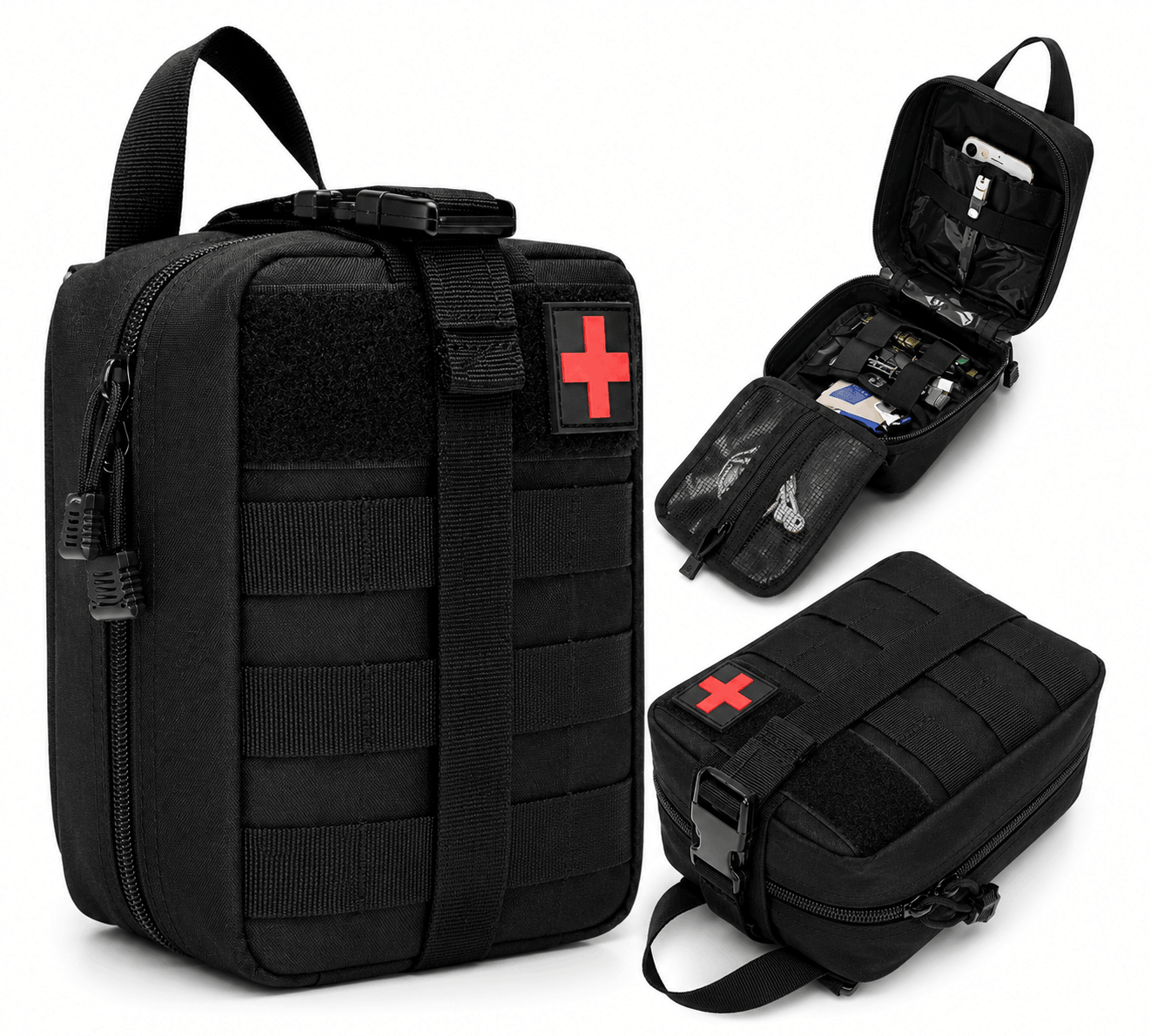 Trousse de premiers soins tactique MOLLE BlackAirsoft Rip-Away, sac médical de premiers secours