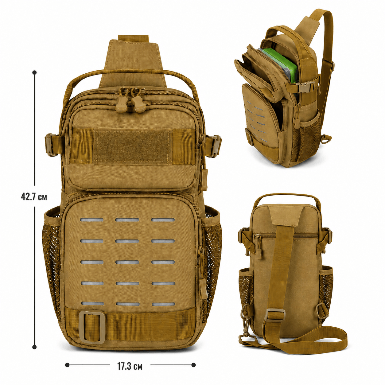 Sac à dos EDC tactique 10L avec une bretelle et système MOLLE