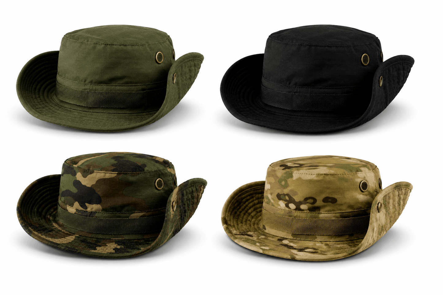 Chapeau tactique Black Airsoft BOONIE – avec cordon et aérations