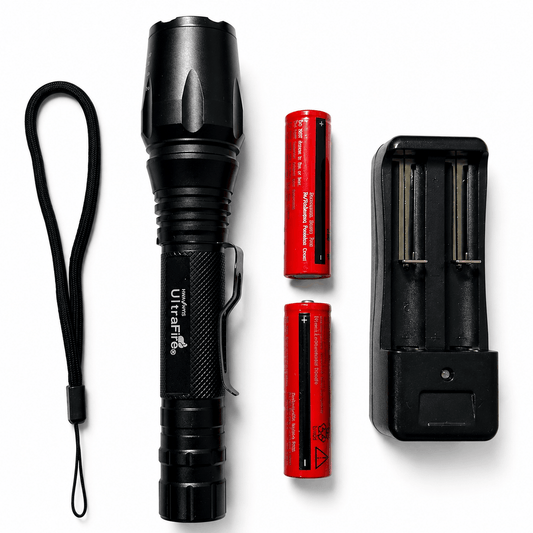 Lampe LED tactique Black Airsoft kit avec piles et chargeur