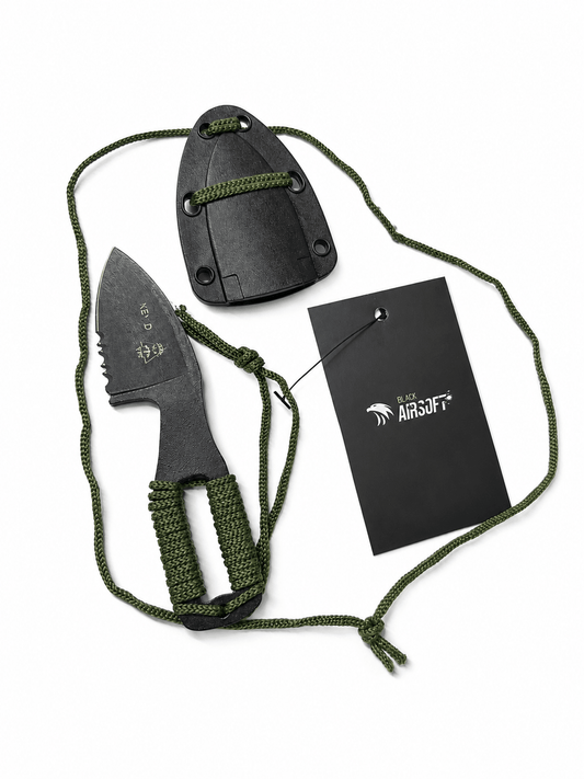 Couteau tactique KEYD Black Airsoft pour cou avec étui