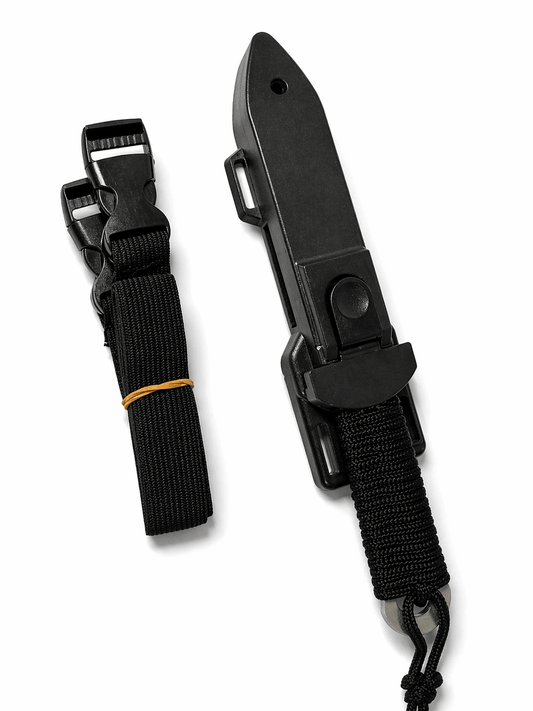 Couteau tactique Black Airsoft pour port dissimulé avec étui et sangles élastiques