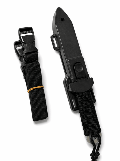 Couteau tactique Black Airsoft pour port dissimulé avec étui et sangles élastiques