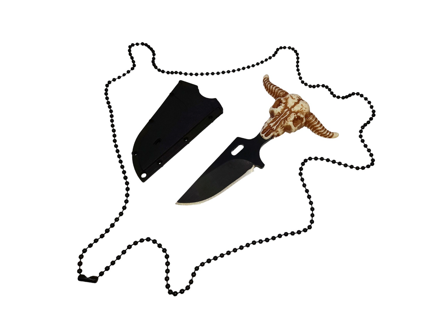Couteau de cou avec étui et pendentif tête de taureau
