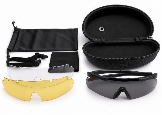 Lunettes de protection tactiques UV avec 3 lentilles interchangeables – résistantes aux chocs