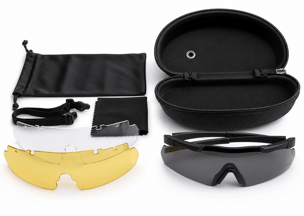 Lunettes de protection tactiques UV avec 3 lentilles interchangeables – résistantes aux chocs