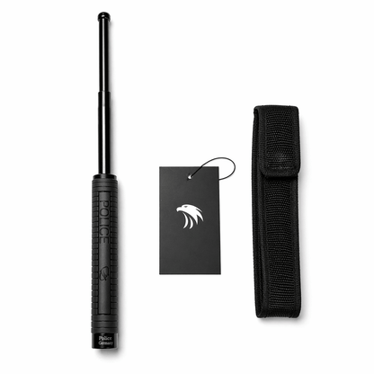 Bâton télescopique en acier Black Airsoft POLICE 60 cm avec étui